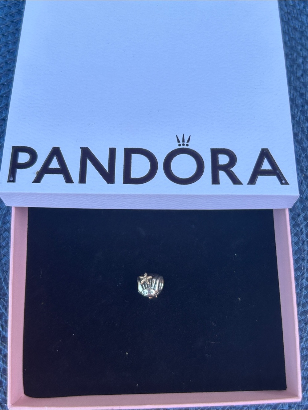 Pandora Gold Crown Charm with Clear Stone